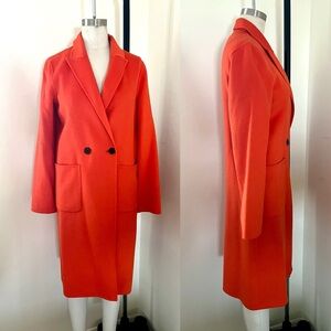 Zara Women's Orange Menswear Jacket Coat Small NWT